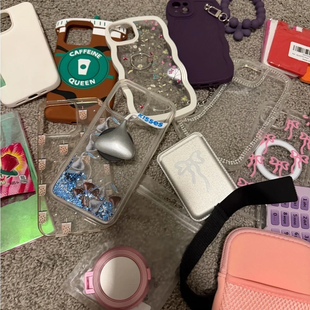 Pink and Purple Phone Accessories Set iPhone 14 max
